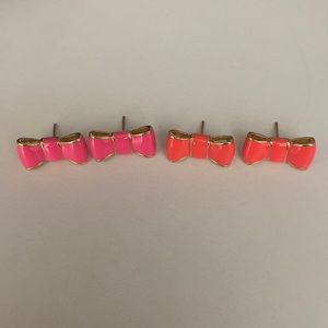 Kate spade bow earrings pink and orange! Perfect condition!